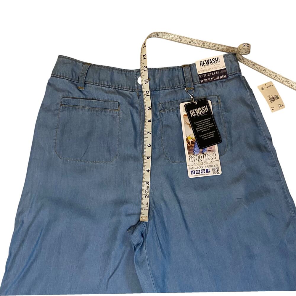 NWT Rewash Patch Pocket Wide Leg Effortless Denim Super High Rise Size Medium - Picture 7 of 12